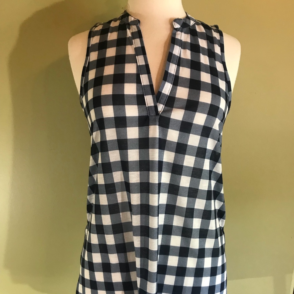 Almost Famous sleeveless blue checked top